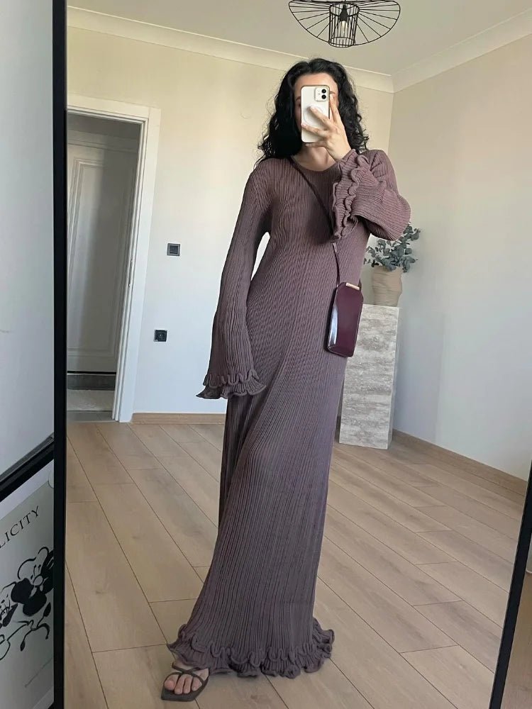 Robe en tricot avec ourlet à volants - deslyshopping