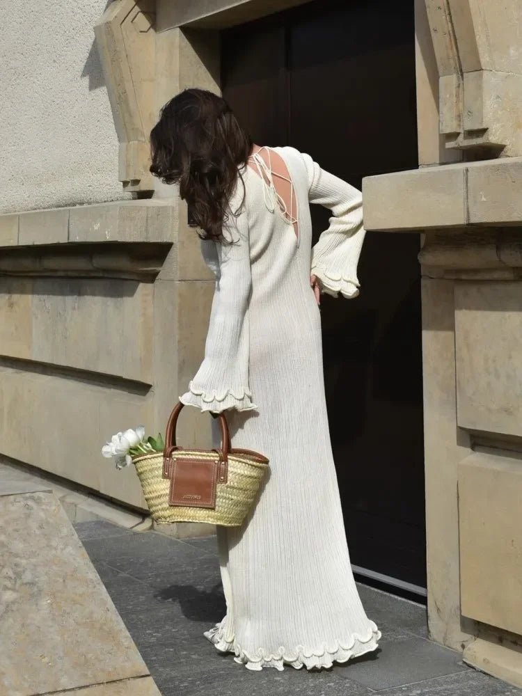 Robe en tricot avec ourlet à volants - deslyshopping