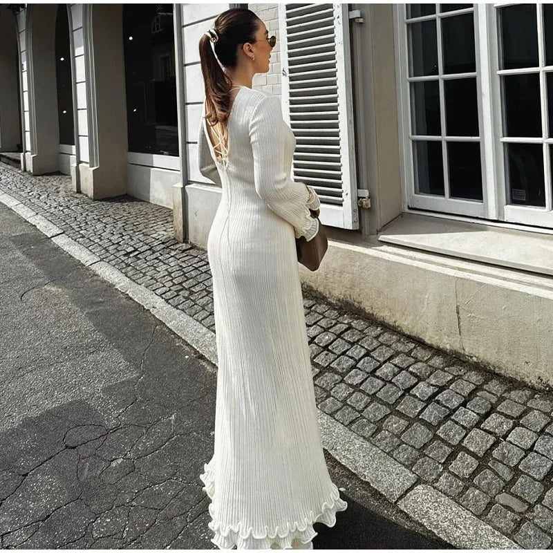 Robe en tricot avec ourlet à volants - deslyshopping