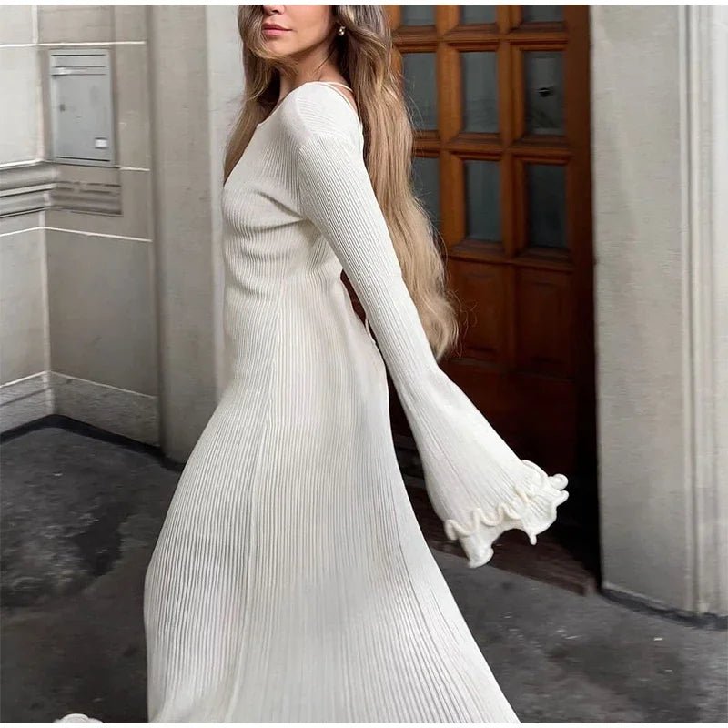 Robe en tricot avec ourlet à volants - deslyshopping