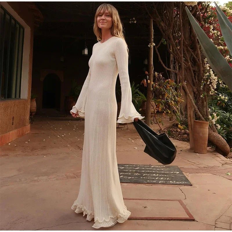 Robe en tricot avec ourlet à volants - deslyshopping