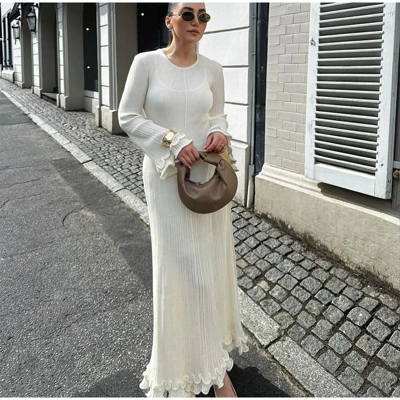 Robe en tricot avec ourlet à volants - deslyshopping