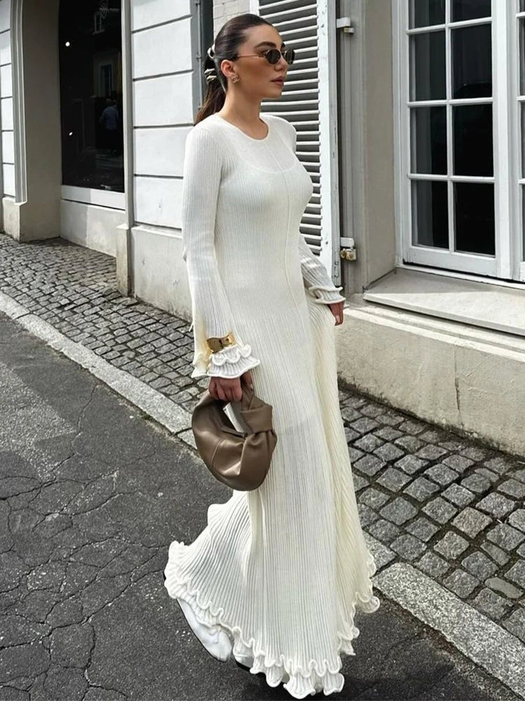 Robe en tricot avec ourlet à volants - deslyshopping