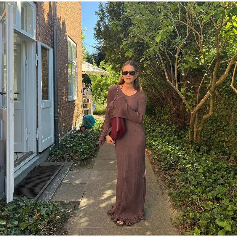 Robe en tricot avec ourlet à volants - deslyshopping