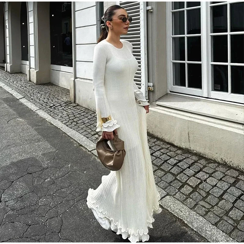 Robe en tricot avec ourlet à volants - deslyshopping