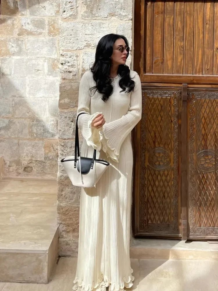 Robe en tricot avec ourlet à volants - deslyshopping