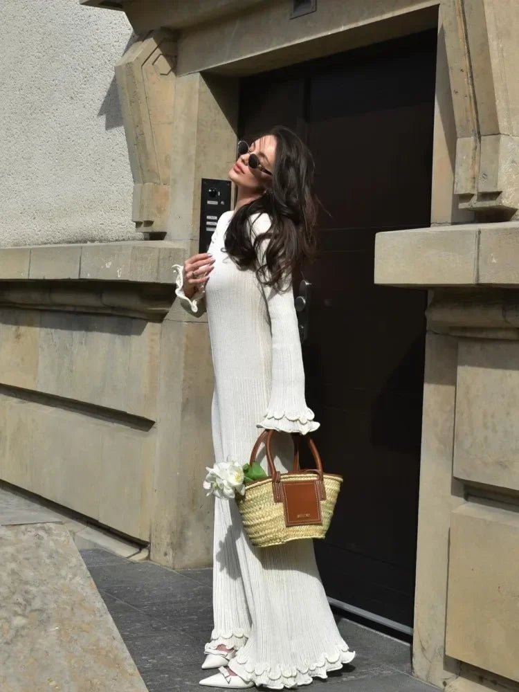 Robe en tricot avec ourlet à volants - deslyshopping