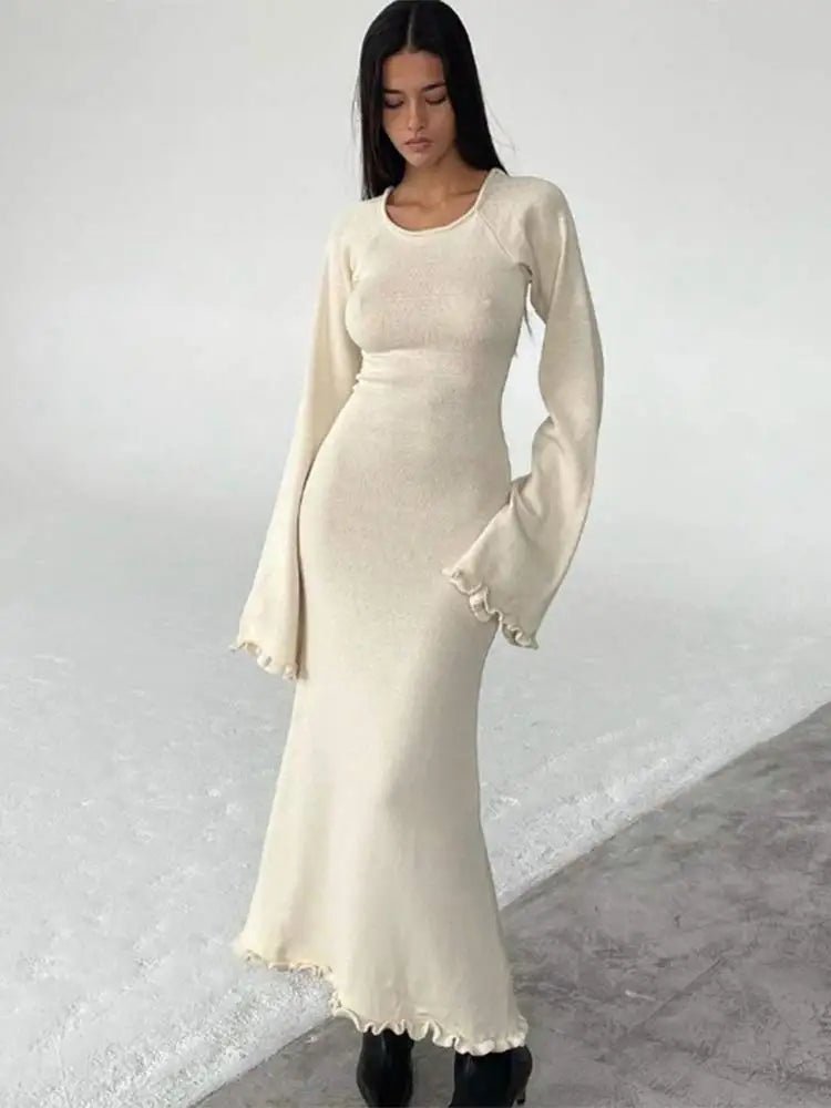 Robe en tricot avec ourlet à volants - deslyshopping