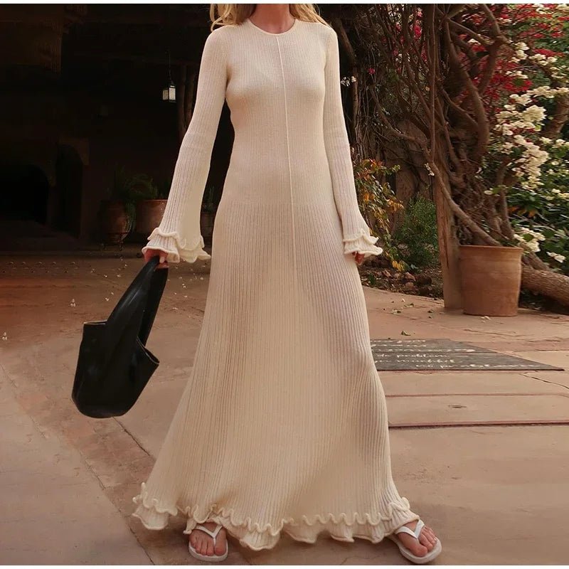 Robe en tricot avec ourlet à volants - deslyshopping