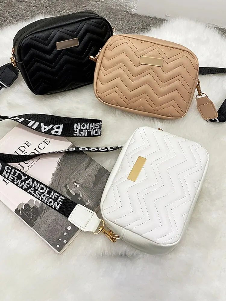 Sac Carré Brodé à Vagues avec Bandoulière - deslyshopping