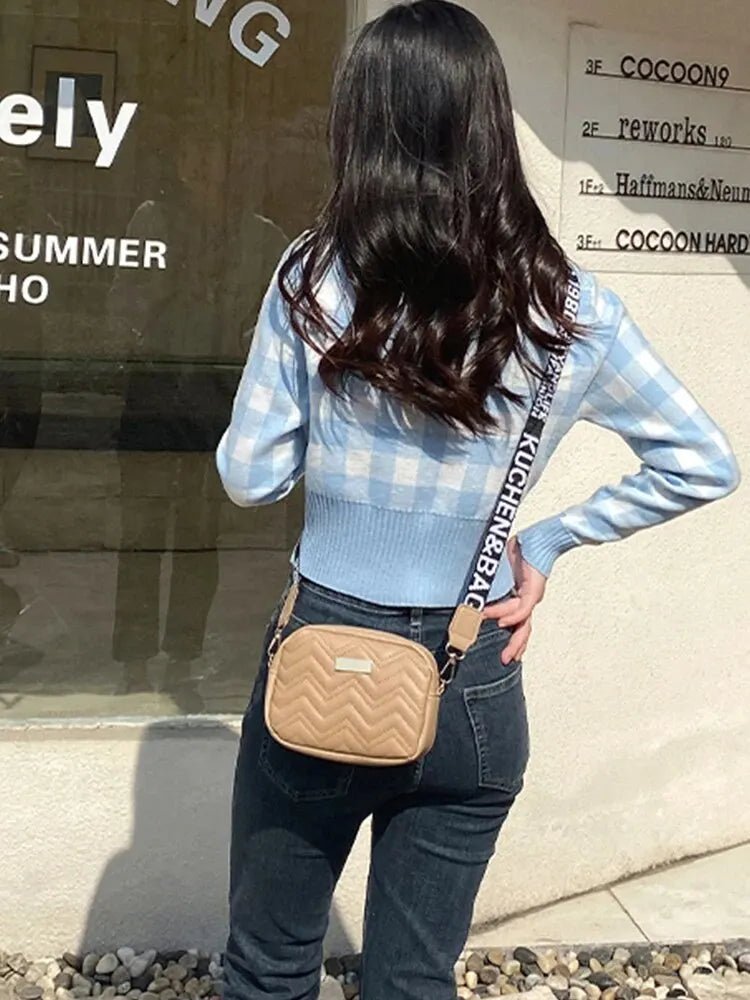 Sac Carré Brodé à Vagues avec Bandoulière - deslyshopping
