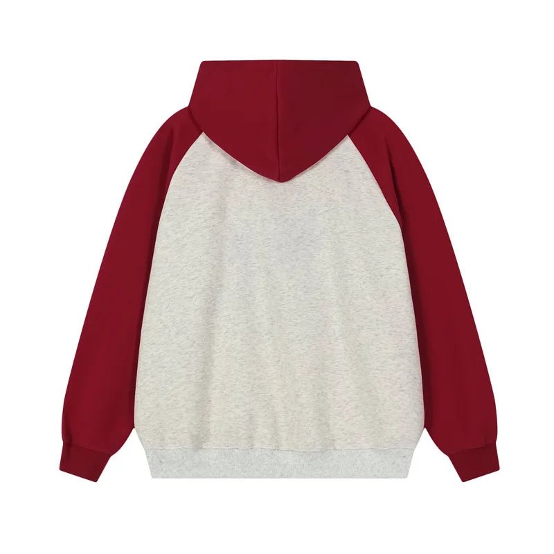 Sweat à capuche rétro à broderie pingouin - deslyshopping