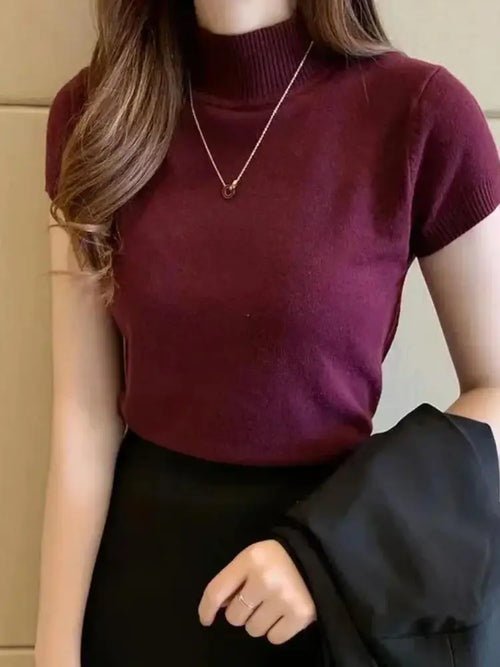 T-shirt à Col Mi - Haut – Pull Décontracté - deslyshopping