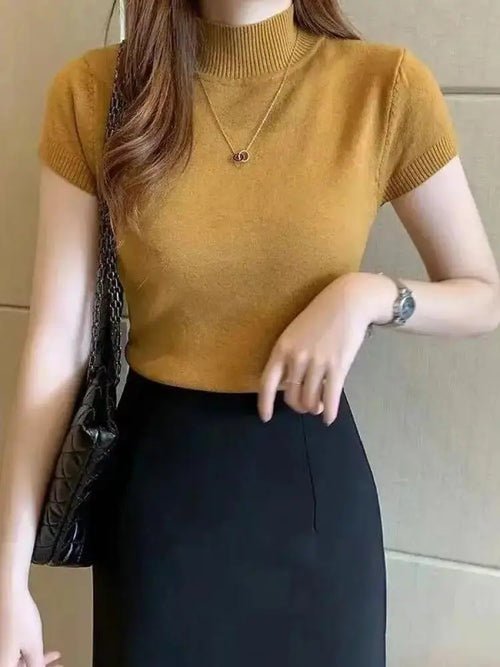 T-shirt à Col Mi - Haut – Pull Décontracté - deslyshopping