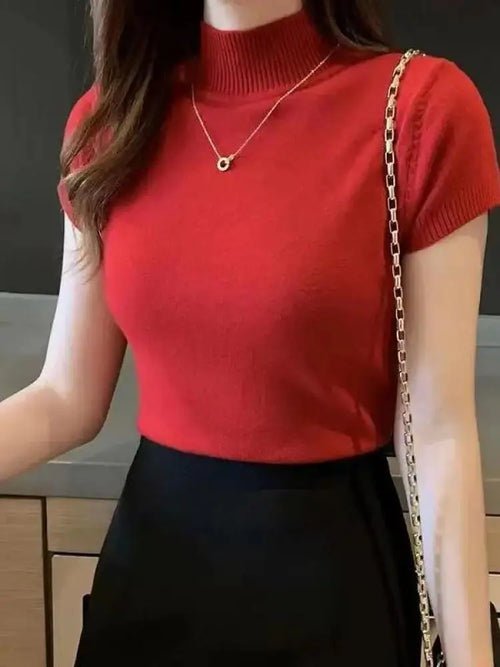 T-shirt à Col Mi - Haut – Pull Décontracté - deslyshopping