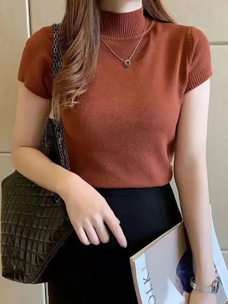 T-shirt à Col Mi - Haut – Pull Décontracté - deslyshopping