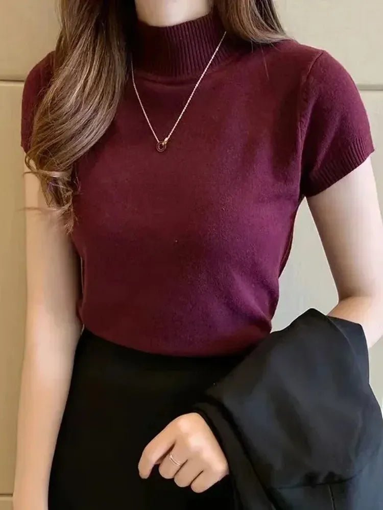 T-shirt à Col Mi - Haut – Pull Décontracté - deslyshopping