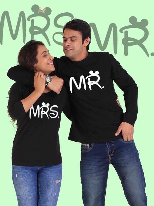T-shirt à Manches Longues Mr. and Mrs. Couple Noir - deslyshopping