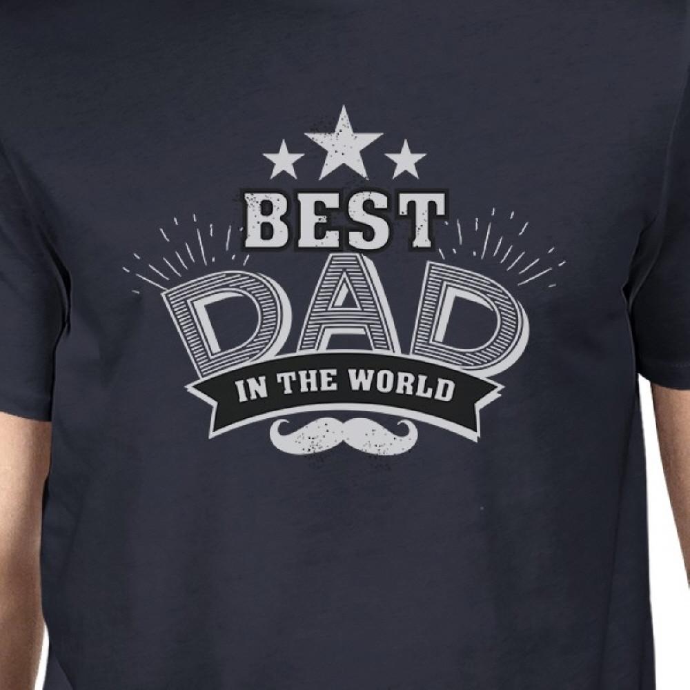 đ T-shirt Vintage Bleu Marine "Le Meilleur Papa du Monde" - deslyshopping