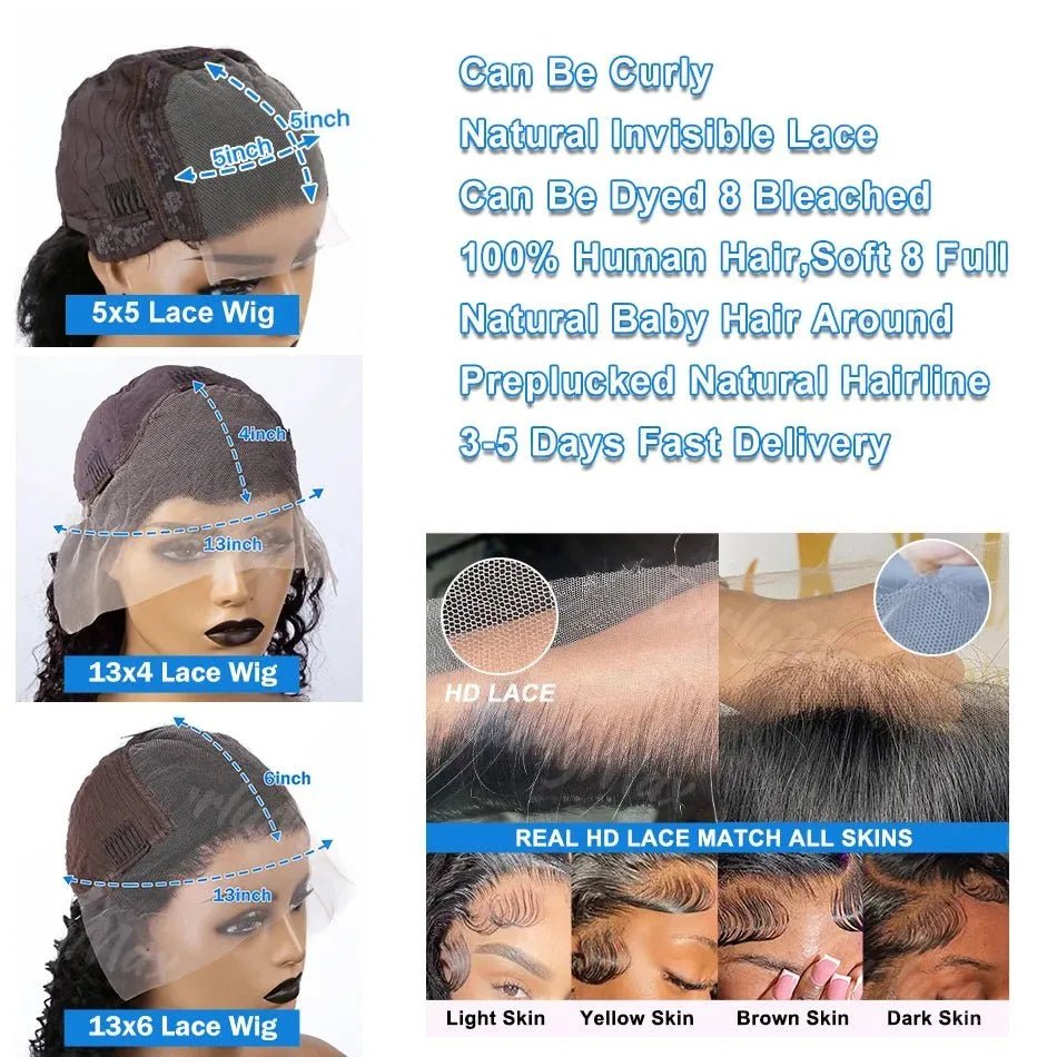 13x4 Lace Frontal Deep Wave 13x6 HD Transparent - deslyshopping