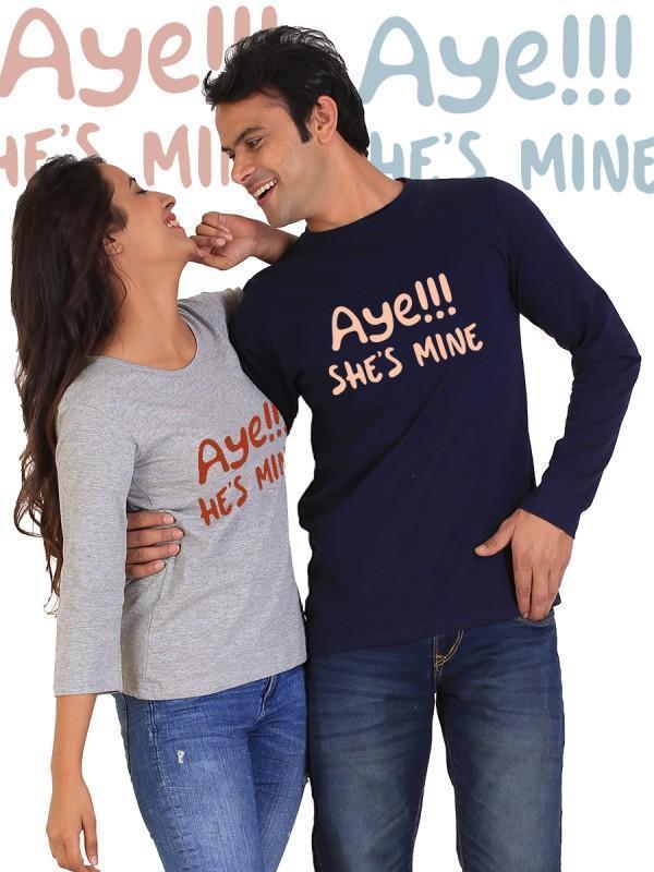 💑 Aye He's Mine, Aye She's Mine – T-shirts Couple Manches Longues ❤️ - deslyshopping