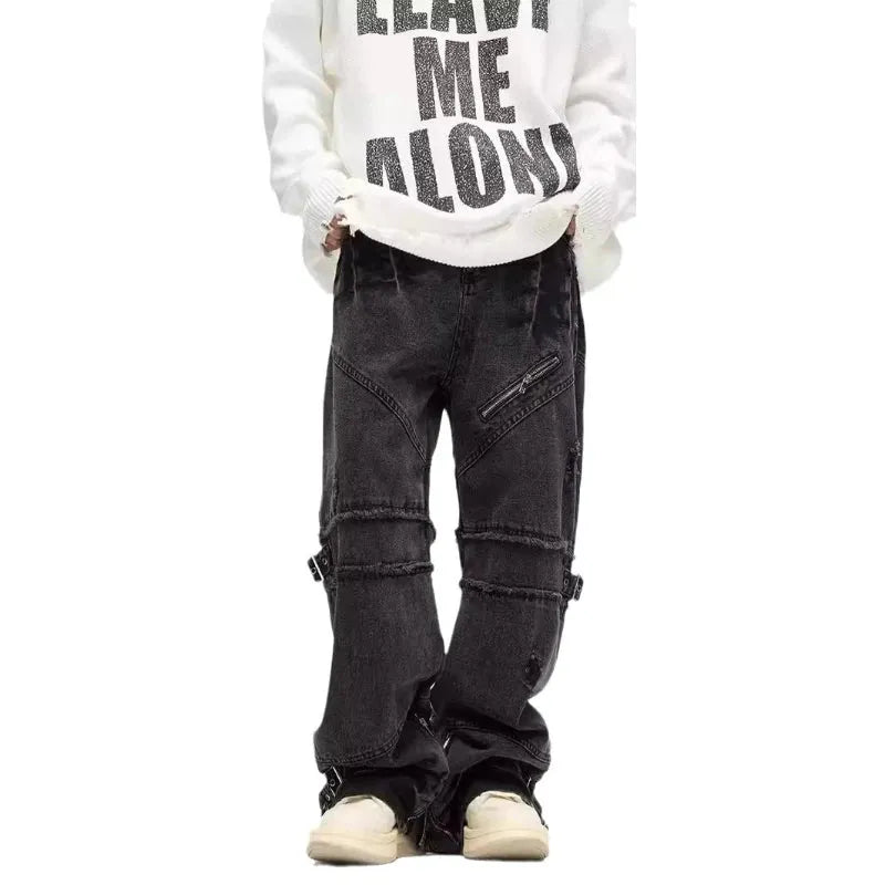 Baggy Déchiré Stacked Jeans - deslyshopping