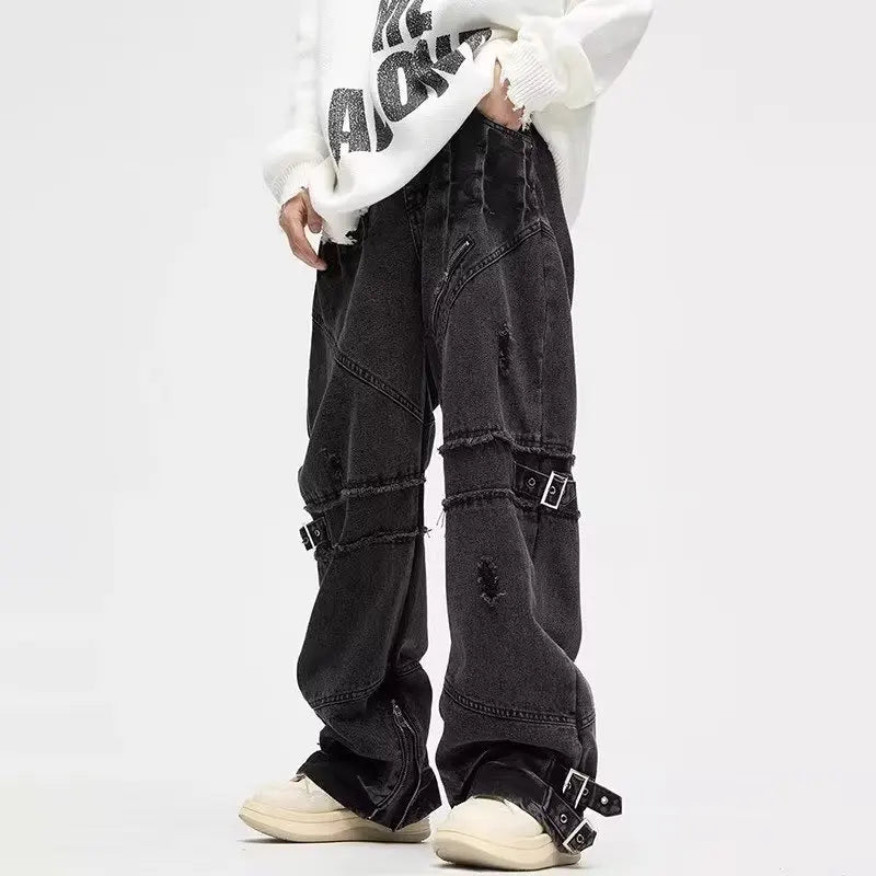 Baggy Déchiré Stacked Jeans - deslyshopping