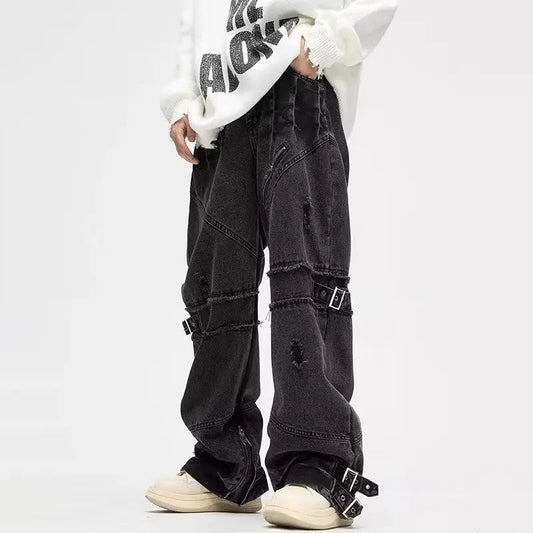Baggy Déchiré Stacked Jeans - deslyshopping