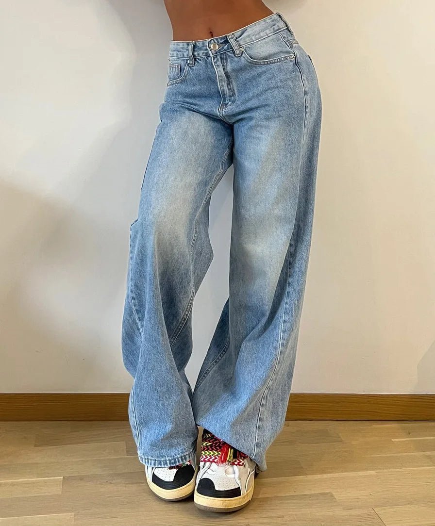 Baggy Jeans Taille Haute – Coupe Évasée & Style Vintage - deslyshopping