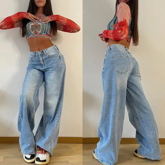 Baggy Jeans Taille Haute – Coupe Évasée & Style Vintage - deslyshopping