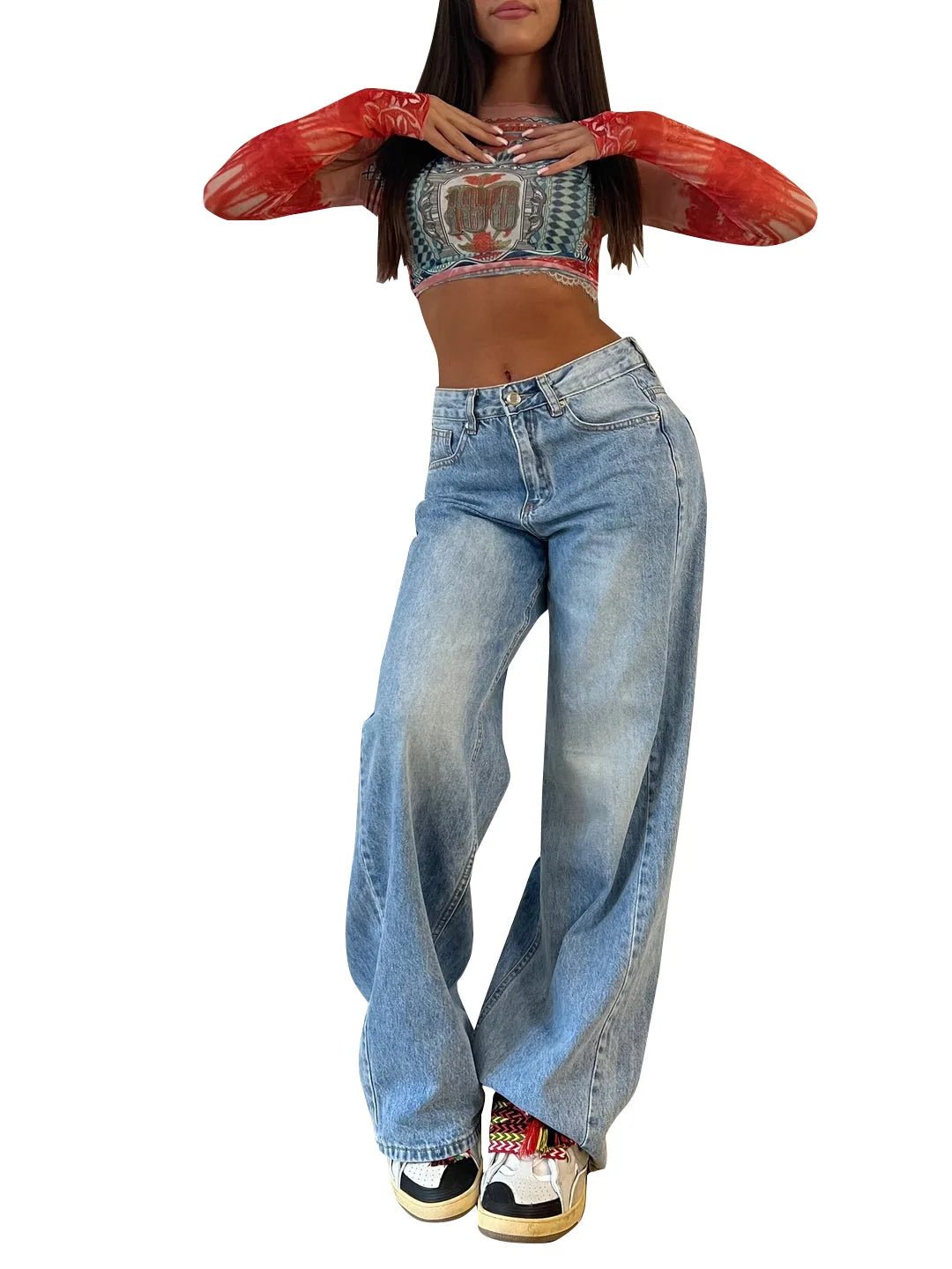 Baggy Jeans Taille Haute – Coupe Évasée & Style Vintage - deslyshopping