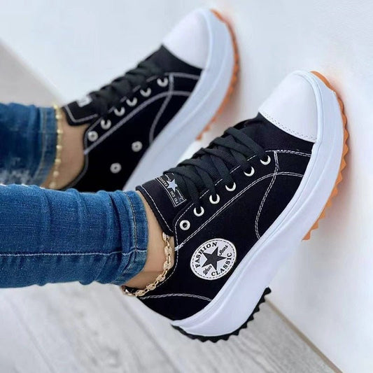 👟 Baskets Plates à Lacets en Toile pour Femmes - deslyshopping