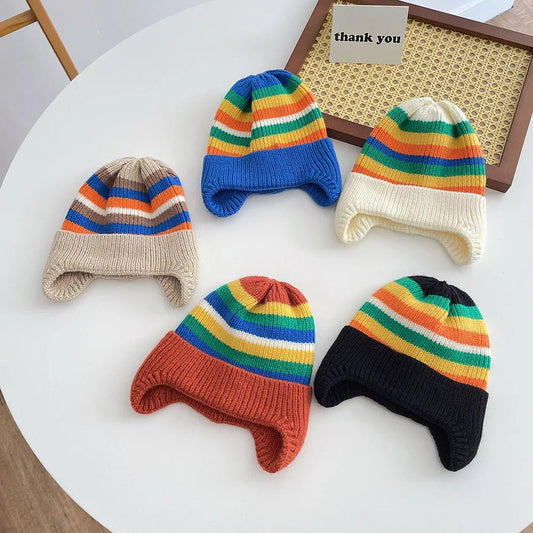 Bonnet à Rayures Arc - en - Ciel pour Tout - Petit - deslyshopping