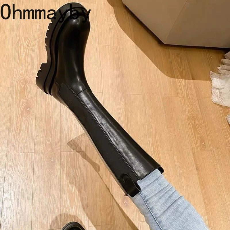 Botte Style Chevalier avec Semelle Épaisse - deslyshopping