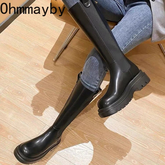 Botte Style Chevalier avec Semelle Épaisse - deslyshopping