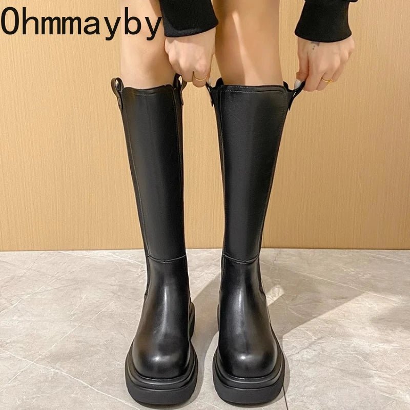 Botte Style Chevalier avec Semelle Épaisse - deslyshopping