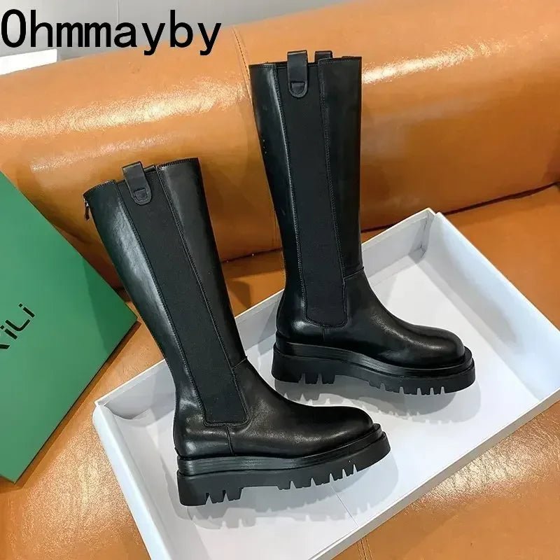 Botte Style Chevalier avec Semelle Épaisse - deslyshopping