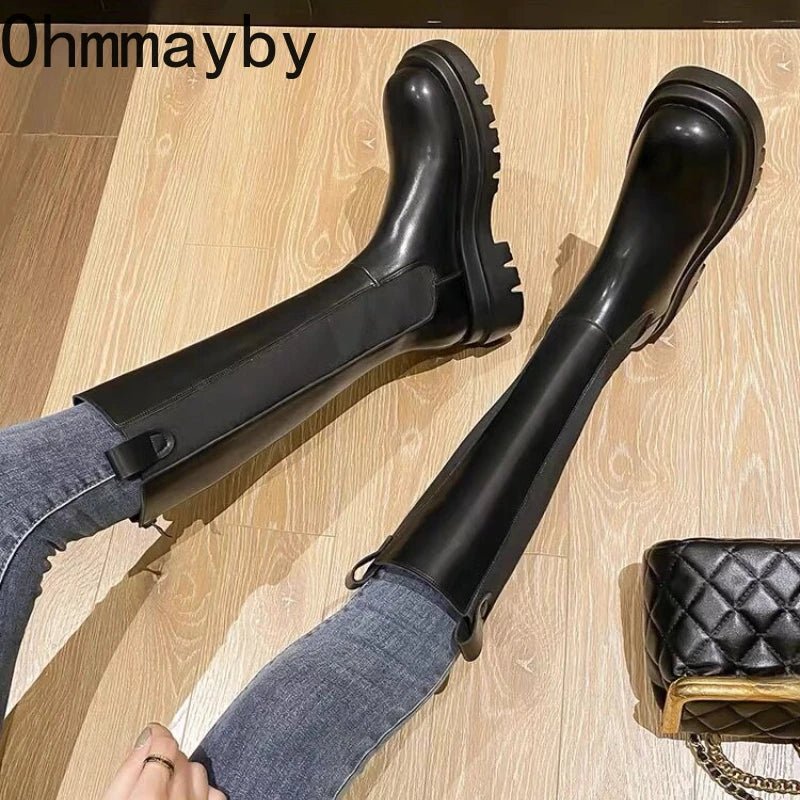 Botte Style Chevalier avec Semelle Épaisse - deslyshopping