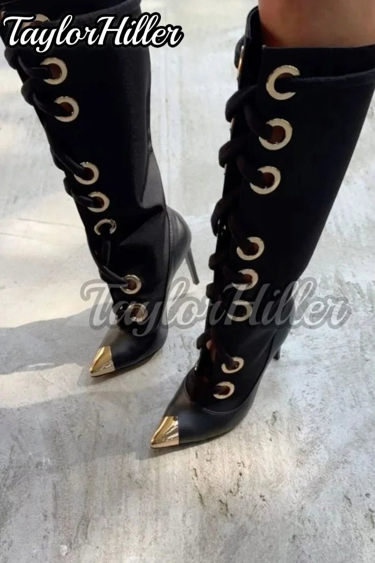 Bottes à Talons Aiguilles Femme – Brides Croisées Luxe - deslyshopping