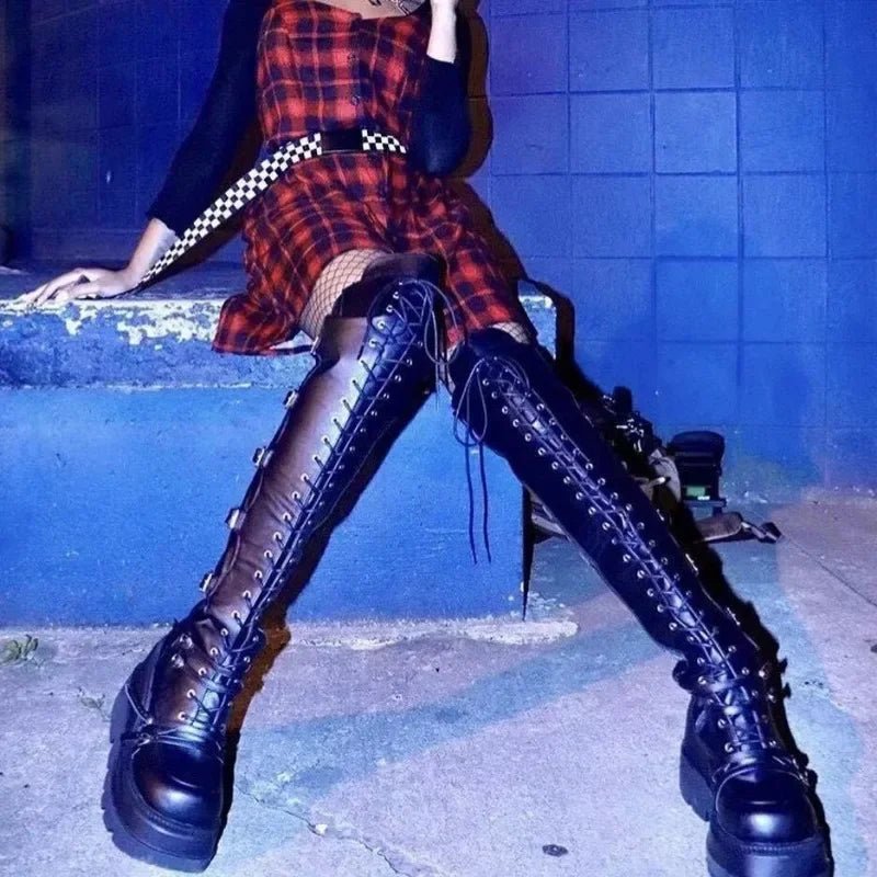 🖤 Bottes Cuissardes Gothiques Punk - deslyshopping