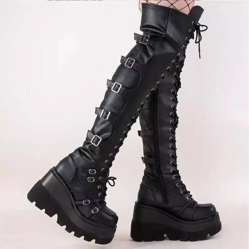 🖤 Bottes Cuissardes Gothiques Punk - deslyshopping