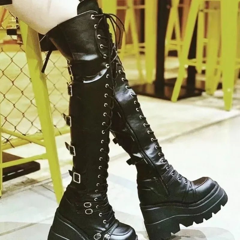 🖤 Bottes Cuissardes Gothiques Punk - deslyshopping