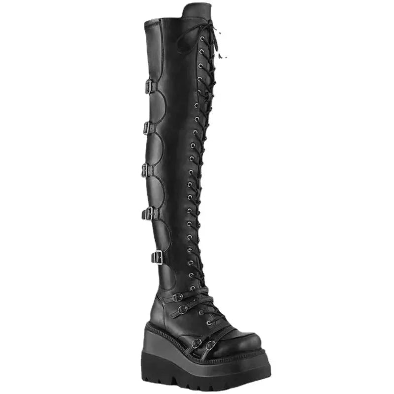 🖤 Bottes Cuissardes Gothiques Punk - deslyshopping