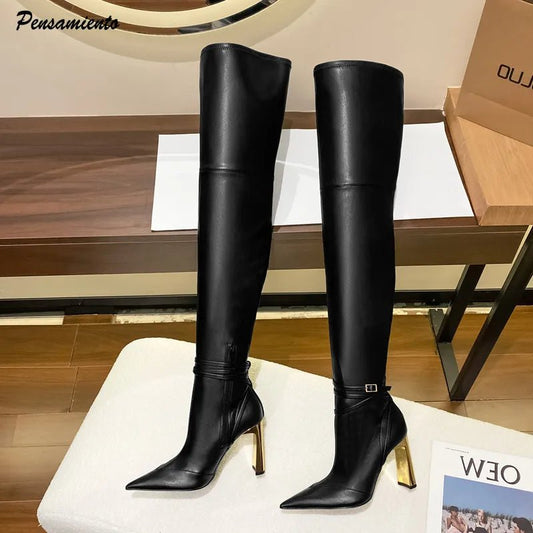 Bottes Hautes en Cuir Souple Extensible pour Femme 👢✨ - deslyshopping