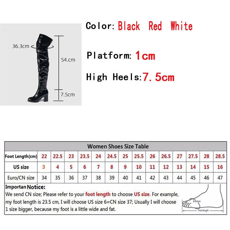 Bottes Hautes en Cuir Verni Blanc - deslyshopping