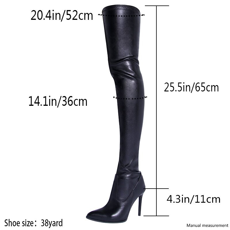 🖤 Bottes Hautes Noires à Talons Fins – Taille 46 - deslyshopping