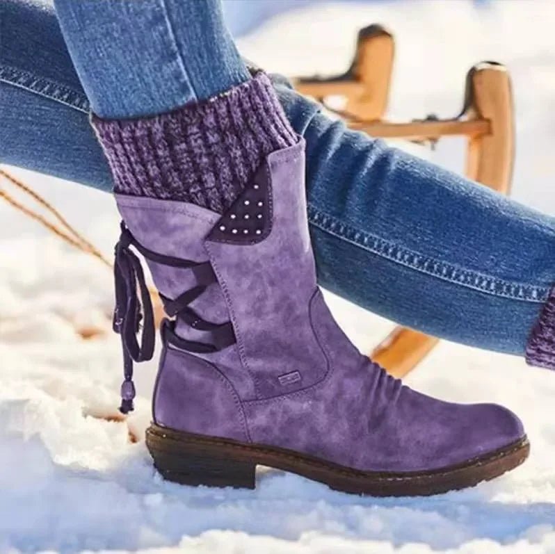 🖤 Bottes Mi - Mollet Floquées - deslyshopping
