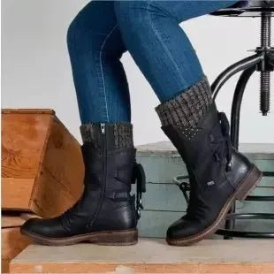 🖤 Bottes Mi - Mollet Floquées - deslyshopping