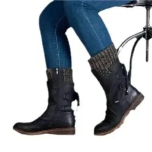🖤 Bottes Mi - Mollet Floquées - deslyshopping