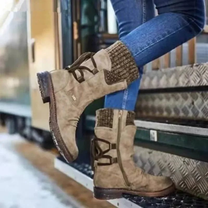 🖤 Bottes Mi - Mollet Floquées - deslyshopping